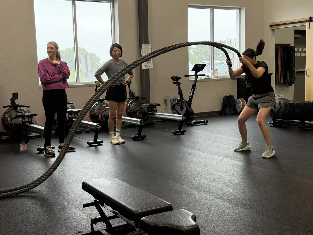 Client training with battle ropes