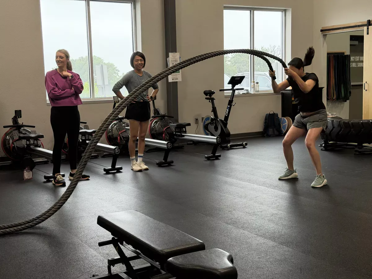 Client training with battle ropes